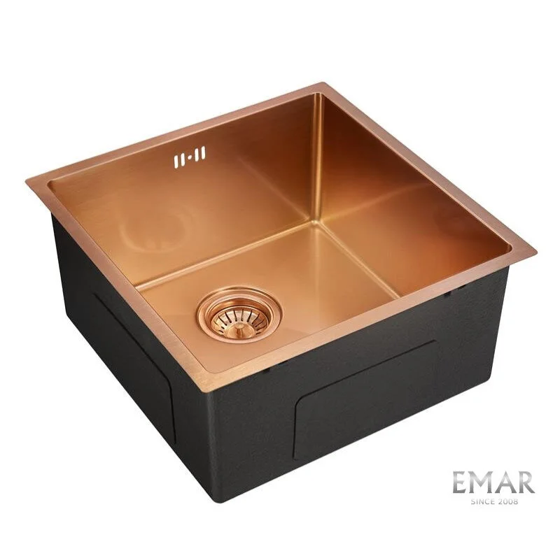 Глянцевая кухонная мойка EMAR EMB-113 PVD Nano Coppery