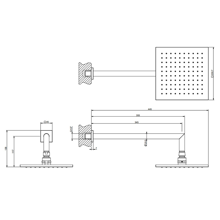 Верхний душ Gessi Emporio shower 47286#299 черный