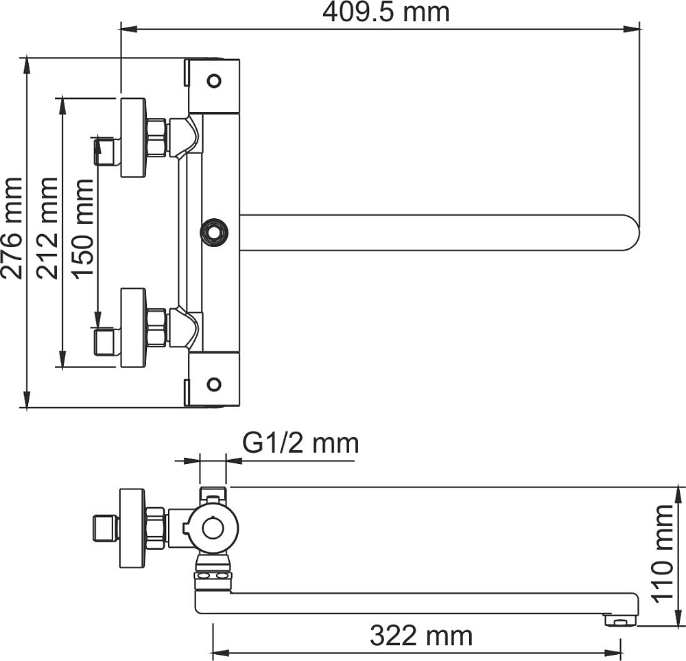 Смеситель для ванны Wasserkraft Berkel 4822L Thermo термостатический, хром