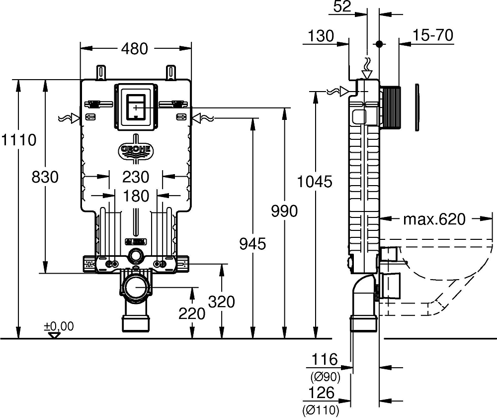 Смывной бачок для унитаза Grohe Uniset 38825000