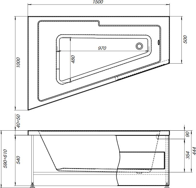 Акриловая ванна Aquanet Accord L 150х100 210607