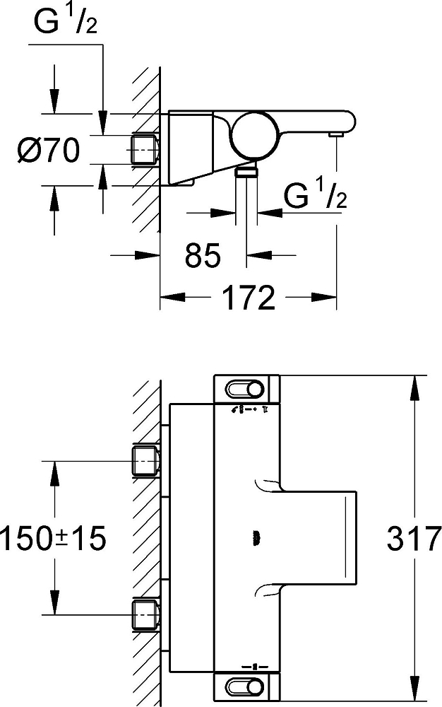 Термостат Grohe Grohtherm 2000 New 34464001 для ванны с душем