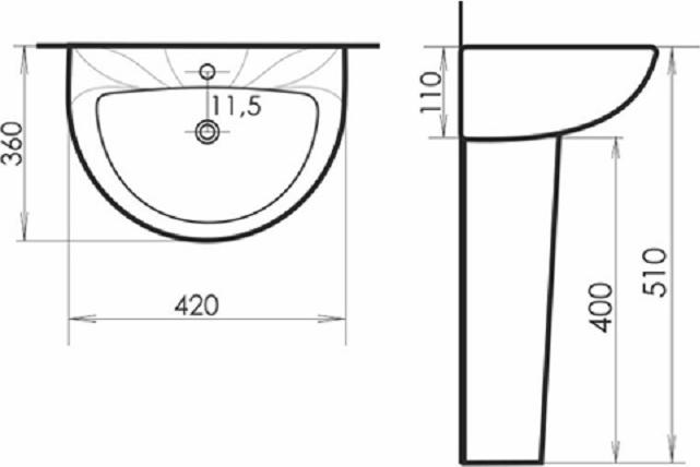 Детская раковина Comforty 42 0991Y 00-00008372 со смесителем, желтый