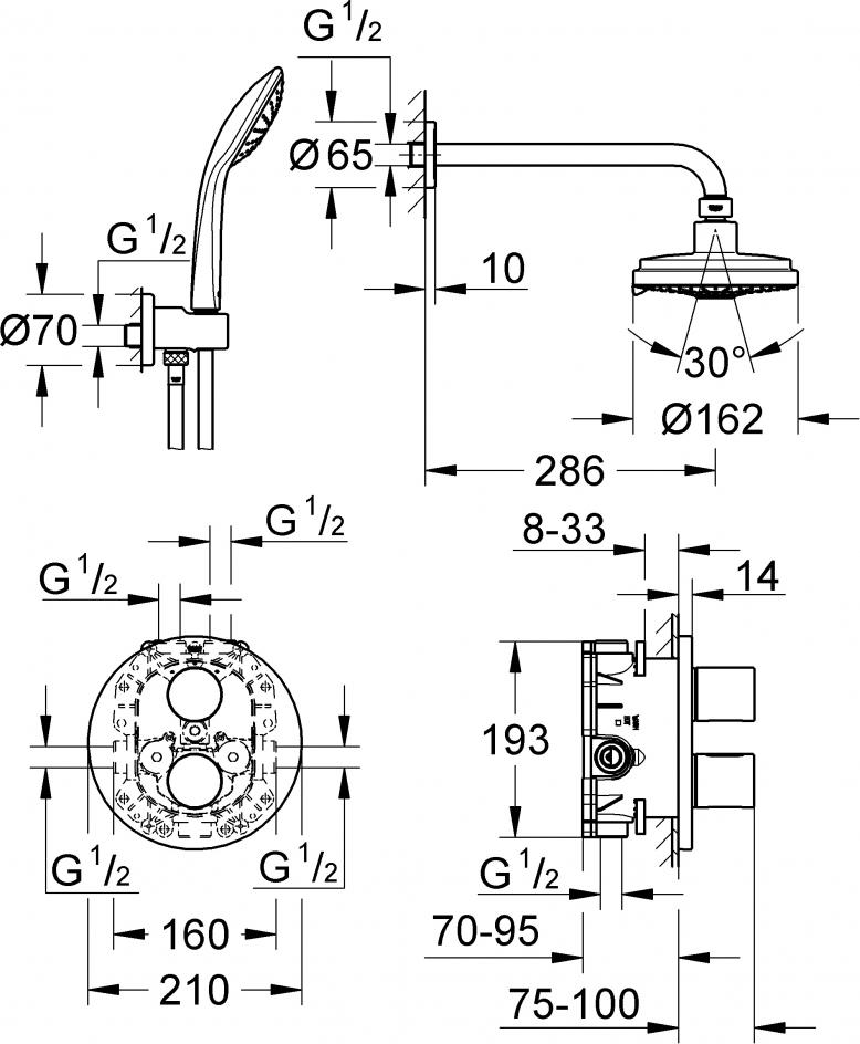 Душевой комплект Grohe Grohtherm 3000 Cosmopolitan 34399000