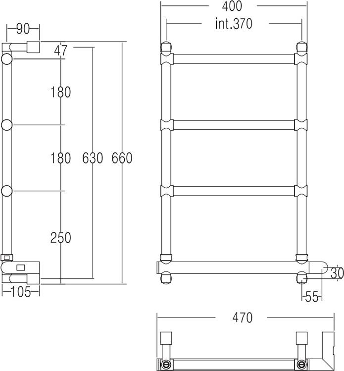 Полотенцесушитель электрический Margaroli Sole 370-542-4 хром