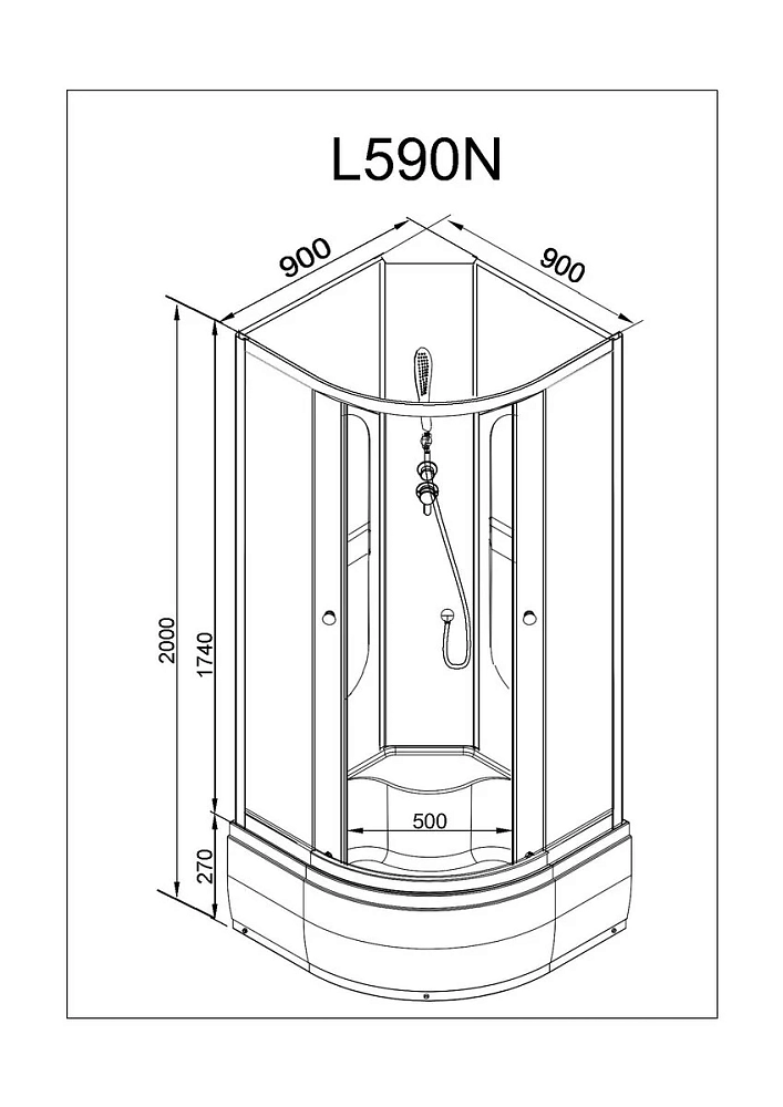 Душевая кабина Deto L L590NLED