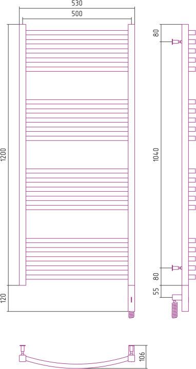 Полотенцесушитель электрический Сунержа Аркус 3.0 1200x500 00-5705-1250 МЭМ правый, хром