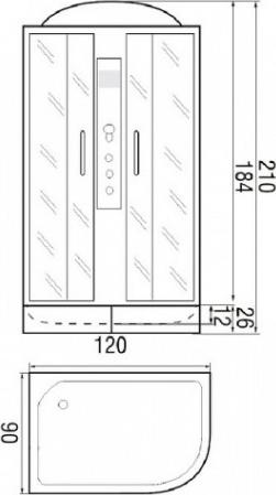 Душевая кабина 120*90*210см River Dunay 120/90/26 МТ R