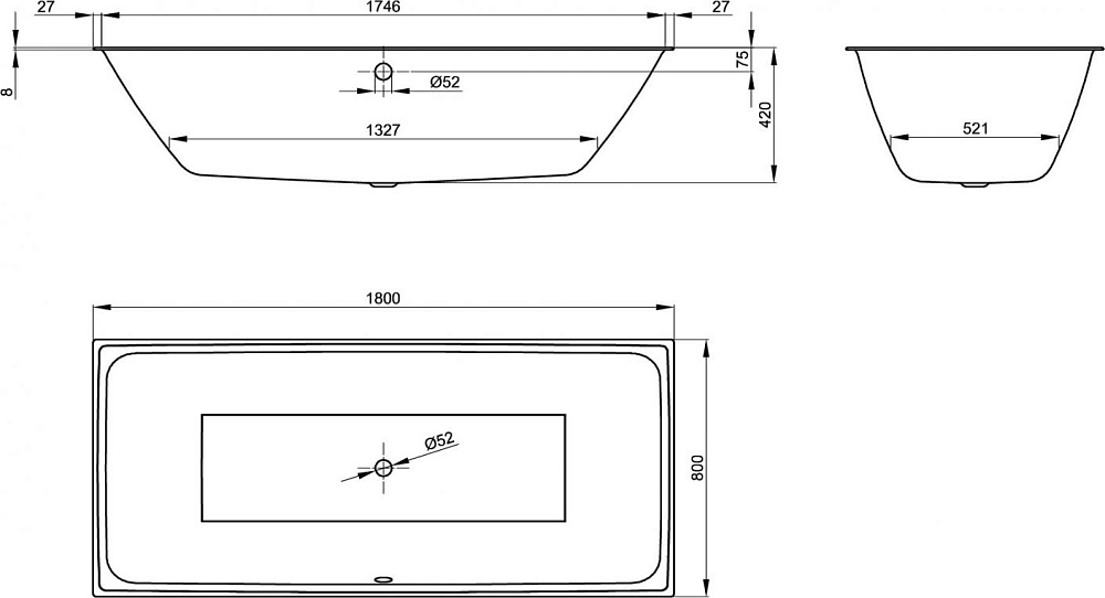 Стальная ванна Bette Loft 180x80 см 3172-000PLUS с покрытием Glasur® Plus