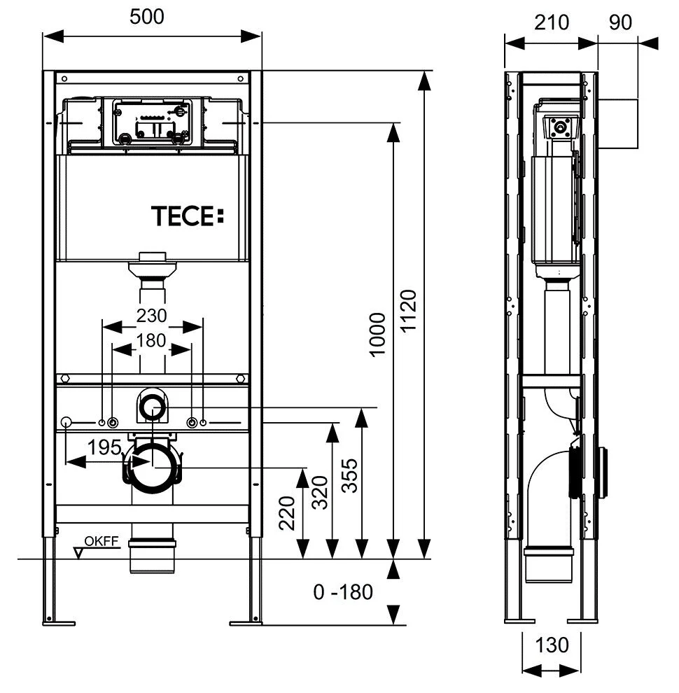 Инсталляция TECE TECEprofil 9300093 с унитазом Vitra Sento 7748B083-0101, крышка микролифт, цвет черный матовый, комплект