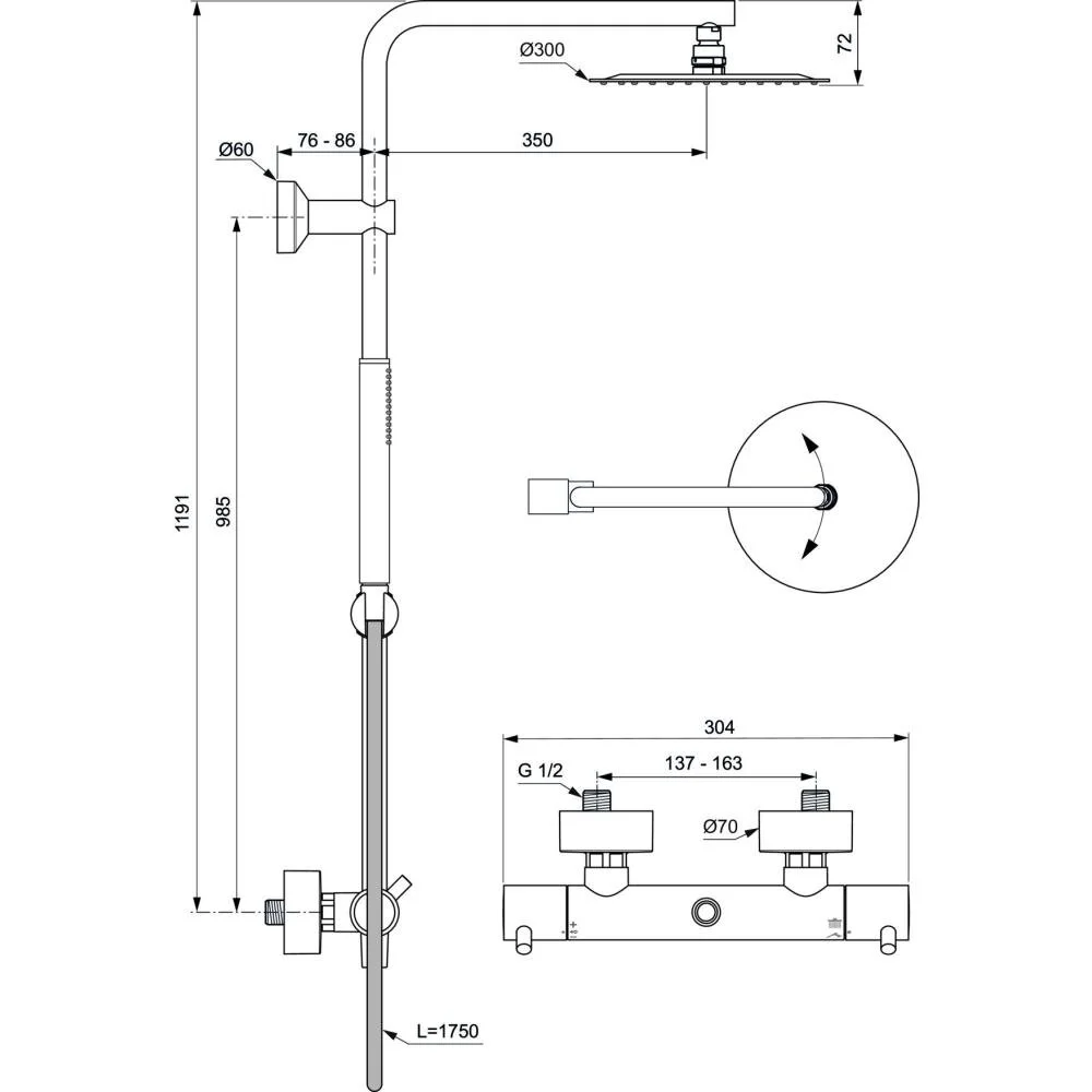 Душевая система Ideal Standard Ceratherm A7589AA хром