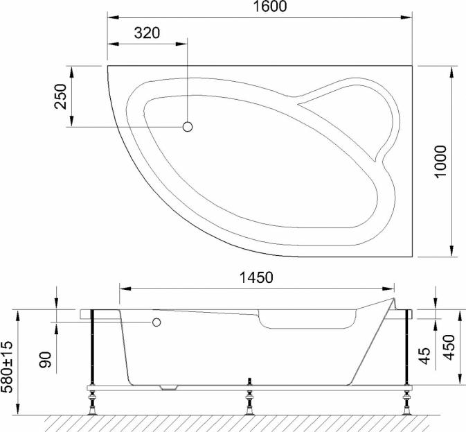 Акриловая ванна Royal Bath Alpine De Luxe 160х100 см RB819101DL-R с гидромассажем