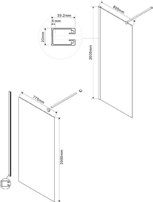 Душевая перегородка Vincea Walk-In VSW-1H800CG, стекло тонированное, профиль хром