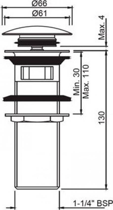 Донный клапан с переливом Jaquar ALD-CHR-729L130