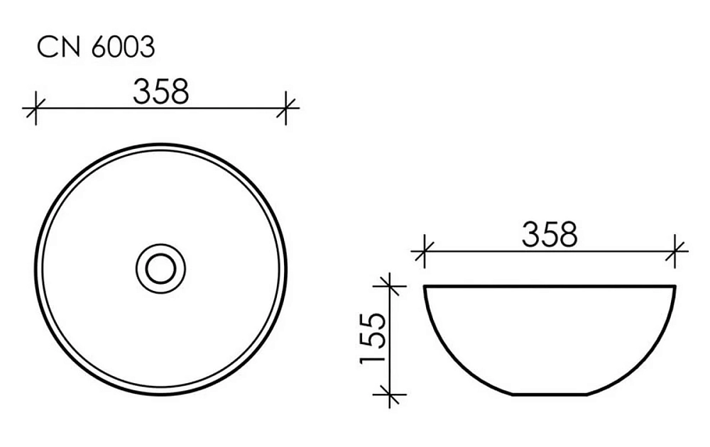 Раковина Ceramicanova CN6003 35.8 x 35.8 x 15.5 см, накладная, круглая, без перелива