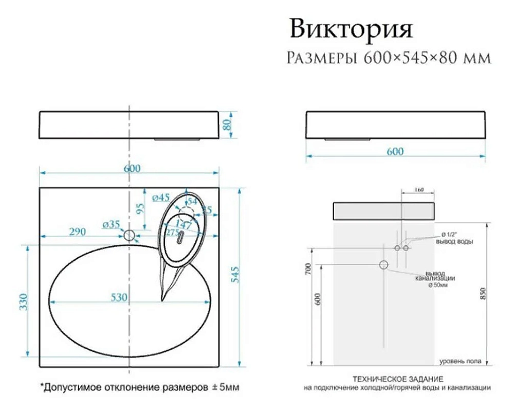 Раковина SuperSan Vic-D1 белый