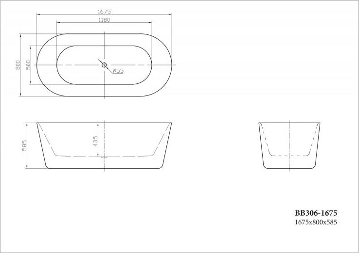 Акриловая ванна BelBagno 167х80 BB306-1675