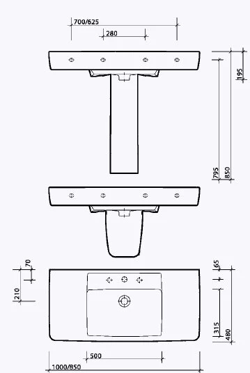 Раковина Twyford Galerie Plan GL4341WH белый