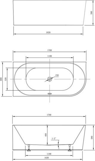 Акриловая ванна Vincea VBT-402-1700L белая