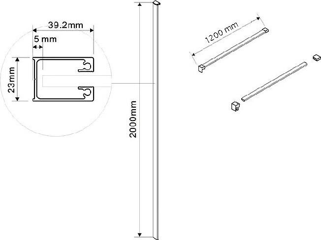 Пристенный профиль с креплениями Vincea Walk-In VHW-1WB матовый черный