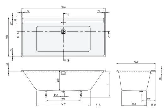 Акриловая ванна Villeroy & Boch Collaro UBA199COR2JV-RW