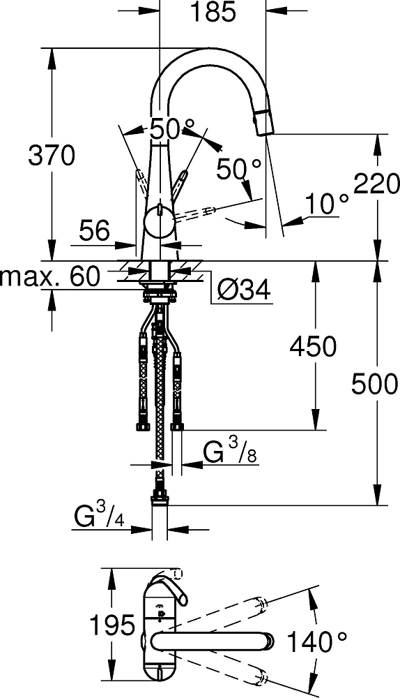 Смеситель для кухонной мойки Grohe Zedra 31203000