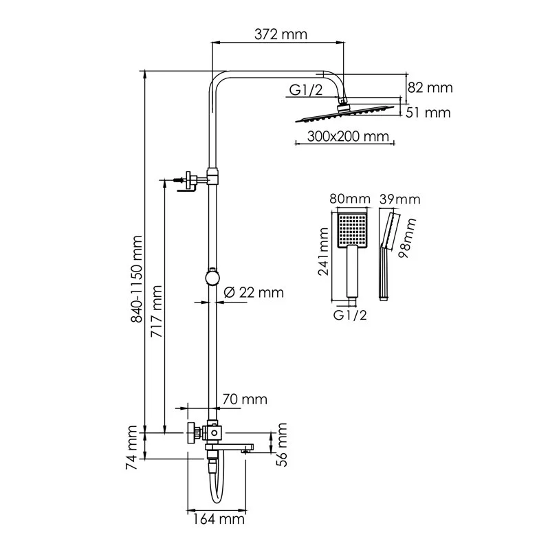 Душевая система WasserKRAFT серия A A199.069.141.087.CH Thermo хром