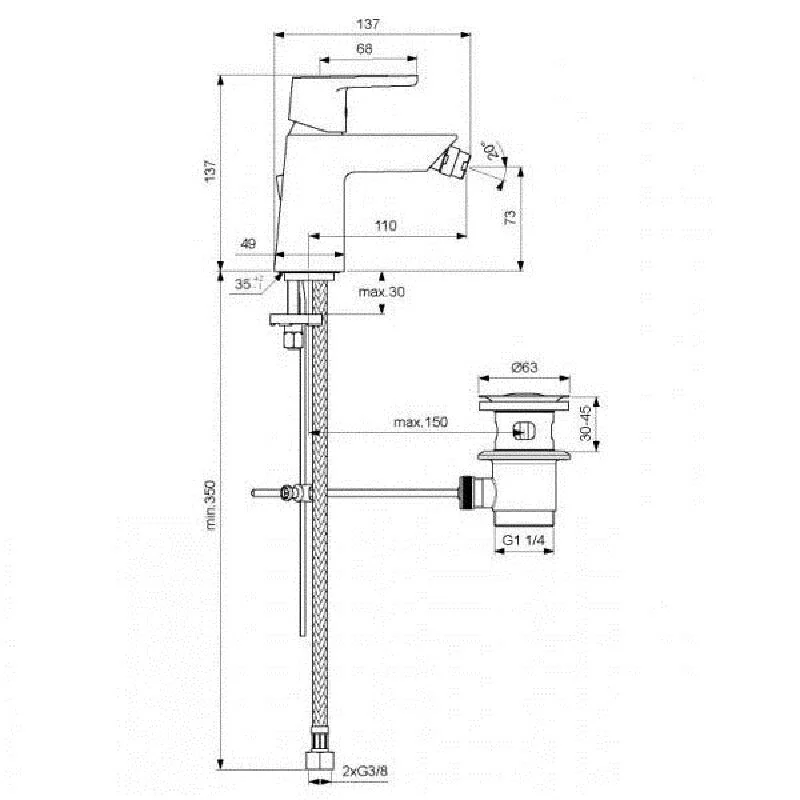 Смеситель для биде Ideal Standard Vito B0456AA хром