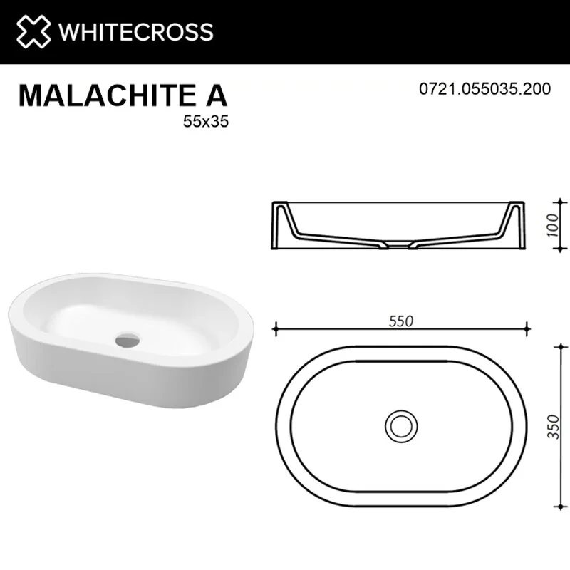 Раковина накладная Whitecross Malachite 0721.055035.200 белый