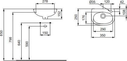 Рукомойник Ideal Standard Ecco W407901 R 35 см