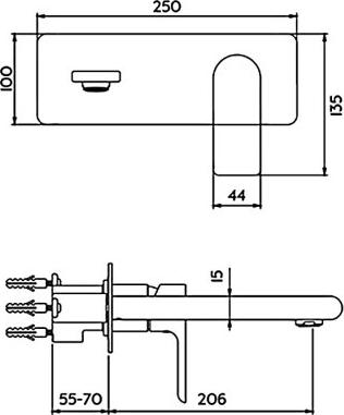 Настенный смеситель для раковины Gappo G1099-21