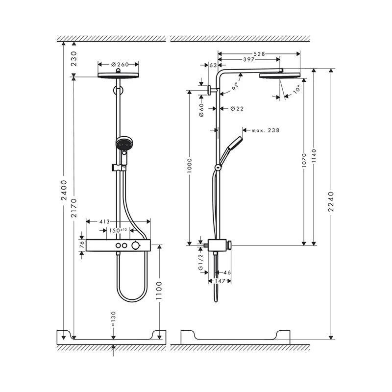 Душевая система Hansgrohe Pulsify 24220700 белый