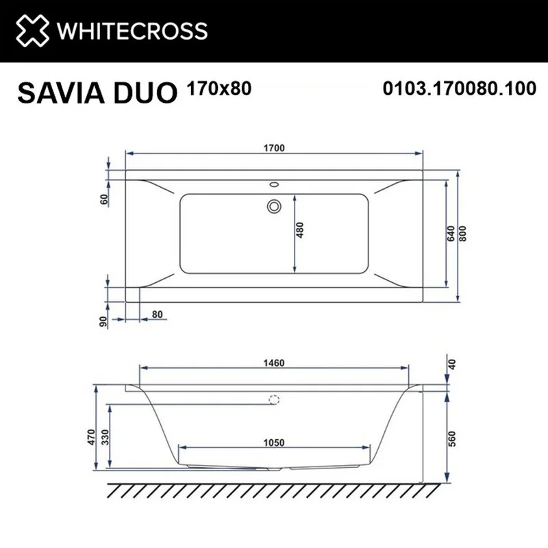 Акриловая ванна Whitecross Savia Duo 0103.170080.100.ULTRA.CR белый