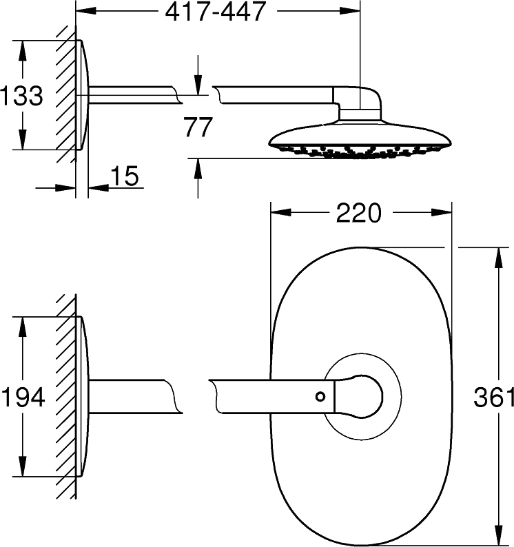 Верхний душ Grohe Rainshower SmartControl 360 Mono 26450000