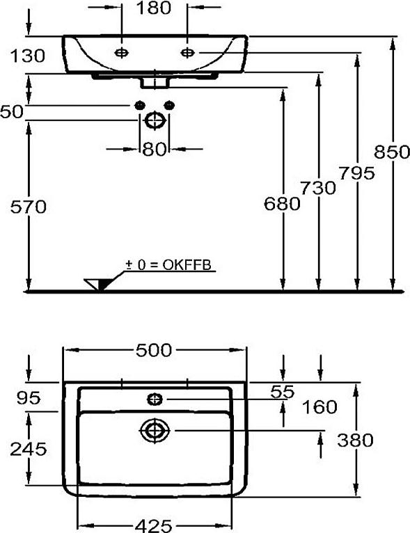 Раковина 50 см Geberit (Keramag) Renova Nr. 1 Plan 272152000, белый