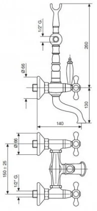 Смеситель для ванны с душем Emmevi Cheope 12611OR золото