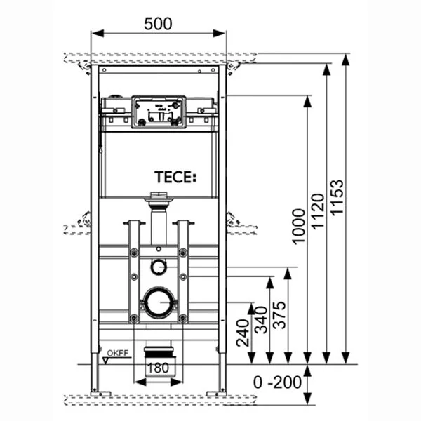 Инсталляция TECE TECElux 100 9600100 с безободковым унитазом Creo Ceramique Avignon AV1100MB, сиденье микролифт, черный матовый, комплект