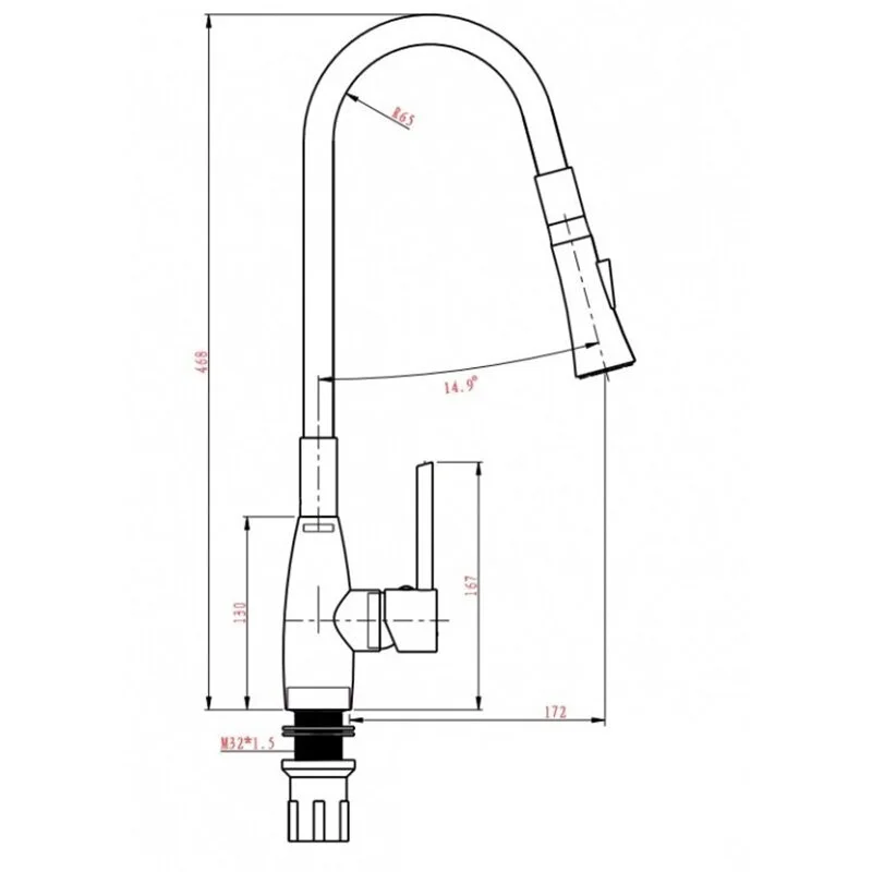 Смеситель для кухни Oulin OL - 8022 серый