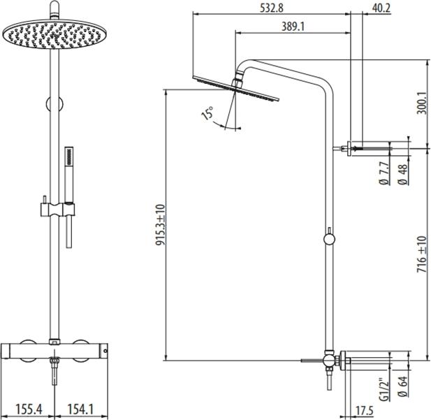 Душевая система Gattoni Circle Two 9195/PDBO, белый матовый