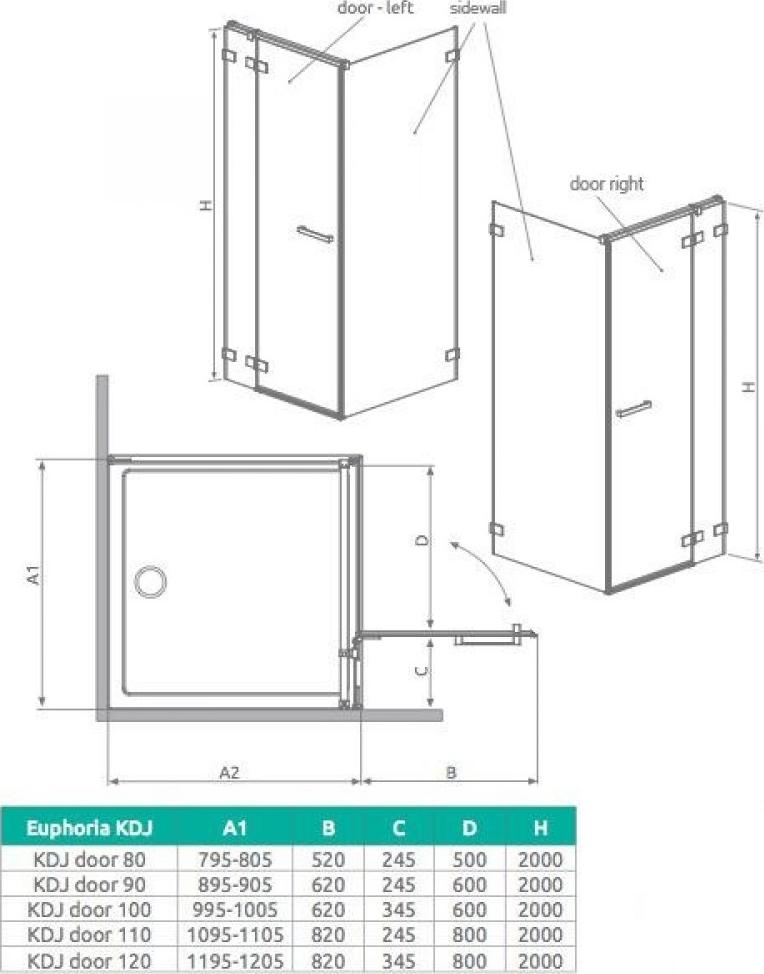 Душевая дверь Radaway Euphoria KDJ 120 см L 383042-01L