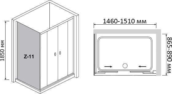 Душевой уголок RGW Classic CL-43 (1460-1510)x900 чистое стекло