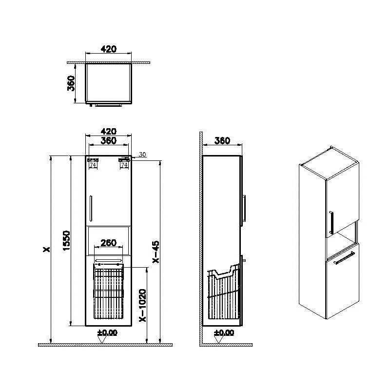 Шкаф-пенал VitrA Root 68008 синий