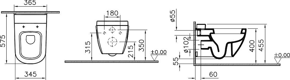 Подвесной унитаз VitrA D-Light 5911B003-1086 безободковый с емкостью для чистящей жидкости