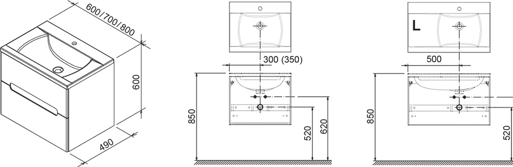 Тумба для комплекта 80 см Ravak SD Classic II X000000912 L латте/белый