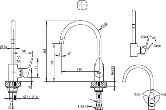 Смеситель Bravat Drop F74898C-1A для кухонной мойки