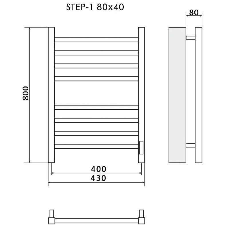 Полотенцесушитель электрический Ника Step-1 STEP-1 80/40 черн мат U черный