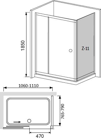 Душевой уголок RGW Classic CL-45 (1060-1110)x800x1850 профиль хром, стекло чистое