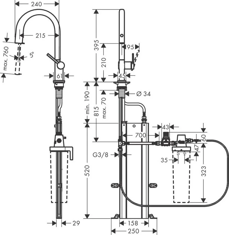 Смеситель для кухни Hansgrohe Aqittura 76826800 серый