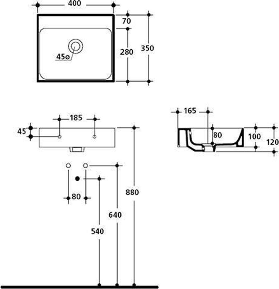 Раковина подвесная 40 см Kerasan Cento 353901*0, белый