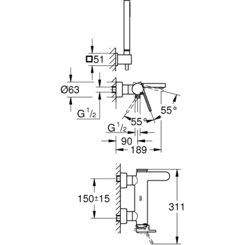 Смеситель для ванны Grohe Plus 33547003